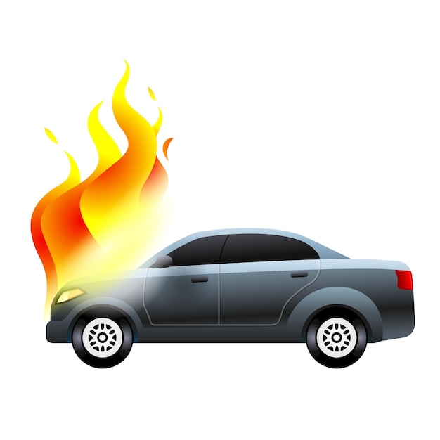 Vektor auto auf feuer symbol farbe vektor illustration