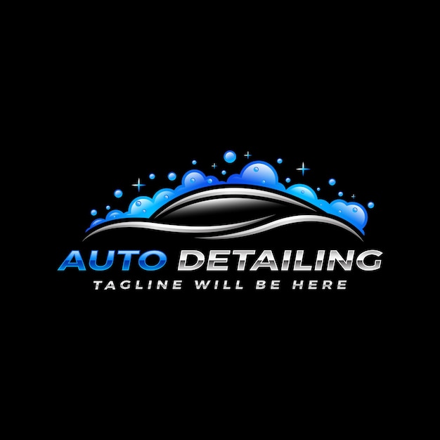 Vektor auto-detaillierung-logo und autowasch-logo-design-vorlage