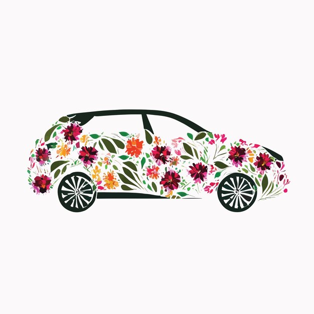 Auto-Logo mit Blumen auf weißem Hintergrund