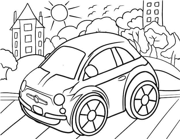 Vektor auto-malseite für kinderfahrzeug