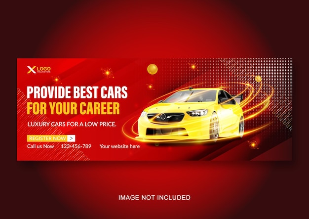 Auto mieten großes angebot facebook cover banner social media cover template design