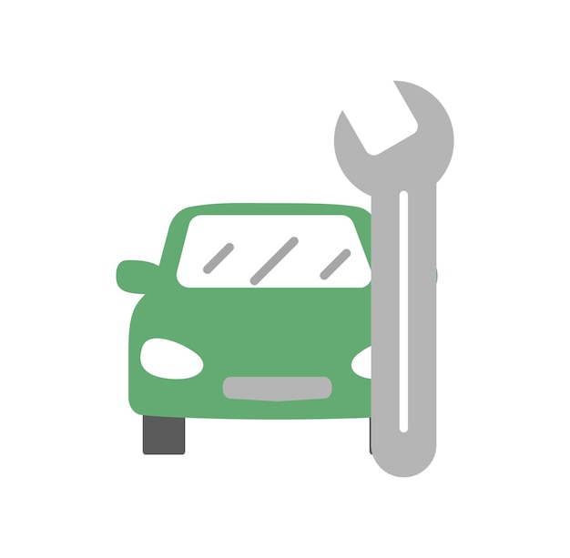 Auto mit schraubenschlüssel-symbol