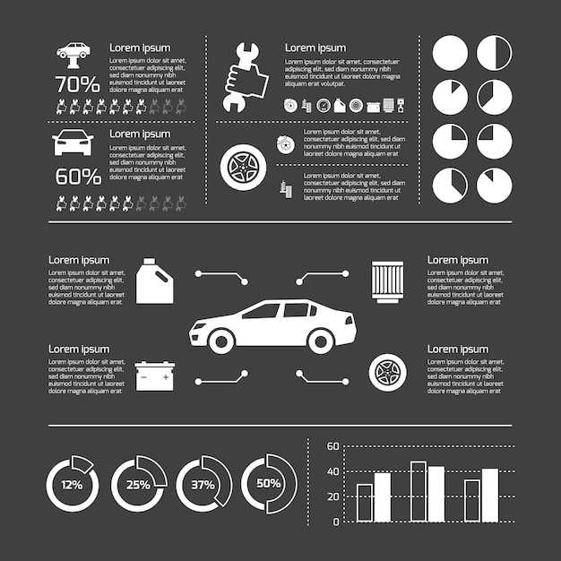 Vektor auto-service-infografik-vorlage