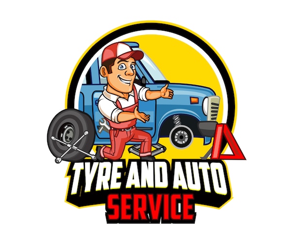 Auto-service-karikatur-maskottchen-logo