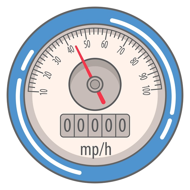 Vektor auto-tachometer-schnittstelle, die die geschwindigkeit und die anzahl der kilometer anzeigt