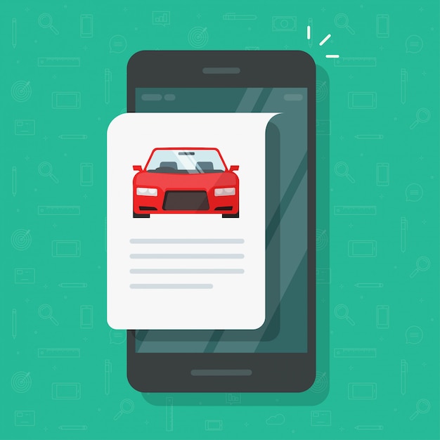 Auto text info repot und instruktionsdokument online-webseite auf handy oder smartphone auto geschichte beschreibung