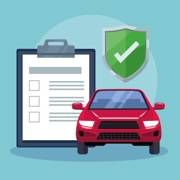 Vektor auto und checkliste