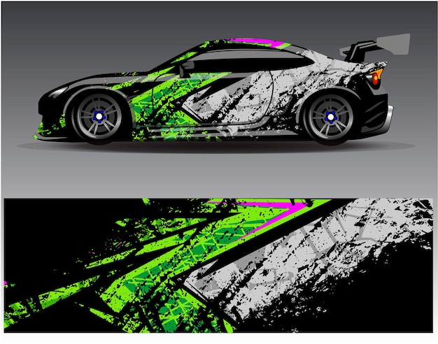 Auto-wrap-design-vektor.grafische abstrakte streifen-rennhintergrund-designs für fahrzeug-rallye-rennen