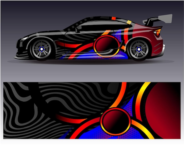 Auto-wrap-design-vektor grafische abstrakte streifen-rennhintergrund-kit-designs für wrap-fahrzeugrennen