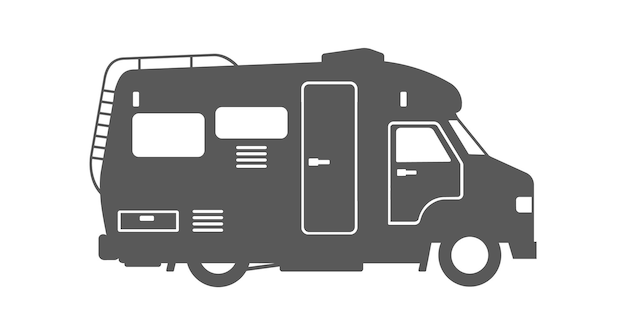 Autoanhänger-Silhouette. Wohnmobil Rv Reiseauto, Vektorillustration