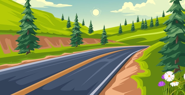 Autobahn mit natürlicher Aussicht und klarem Himmel