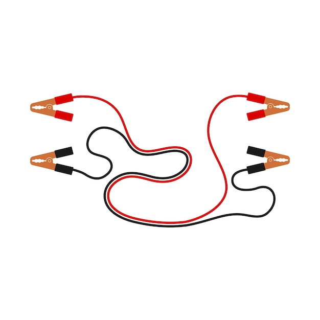 Vektor autobatterie-überbrückungskabel-symbol, vektorgrafik, einfaches design