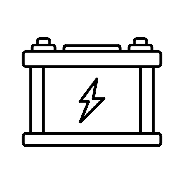 Autobatterie-Umrissillustration auf weißem Hintergrundkritzel