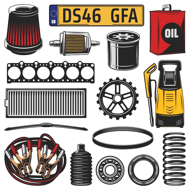 Vektor autoersatzteile motordetails und motoröl