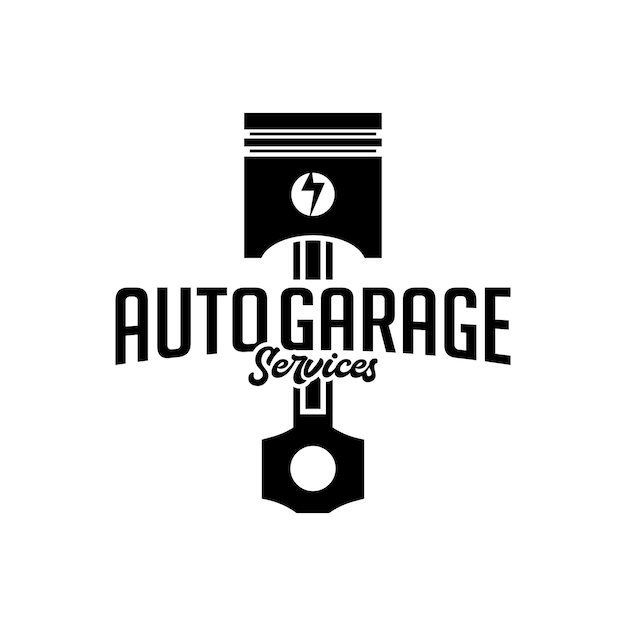 Vektor autogarage dienstleistungen piston automotive racing logo vorlage