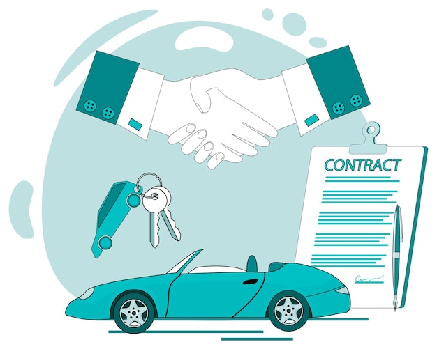 Vektor autokauf verkauf kauf und miete von autos ausführung des kaufvertrages