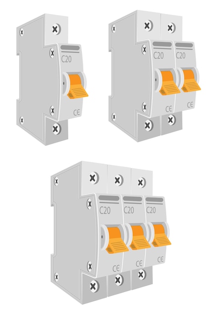 Automatische elektrische Schalter Schaltungsschalter Bestand Vektor Darstellung