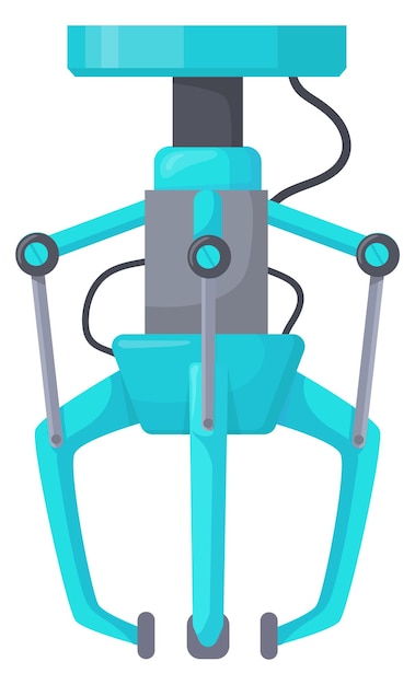 Automatisches manipulator-cartoon-symbol. hydraulischer maschinenarm isoliert auf weißem hintergrund