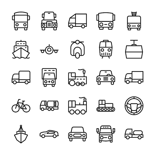 Automobile line icons