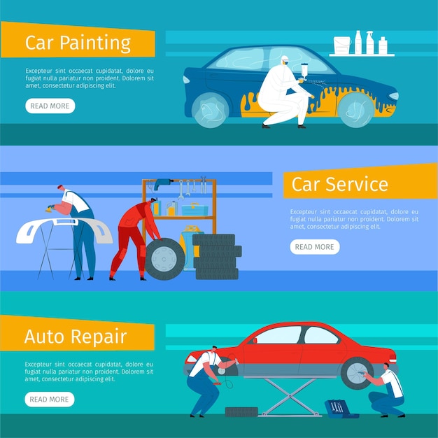 Autoreparaturservice Service Banner gesetzt