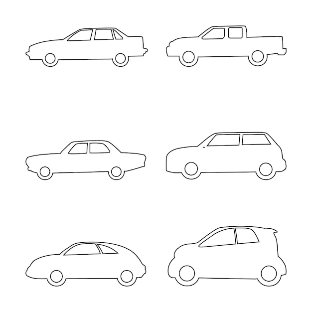 Vektor autos linie icons set