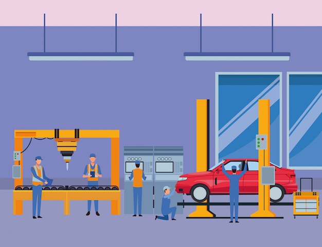 Autoservice Herstellung Cartoon