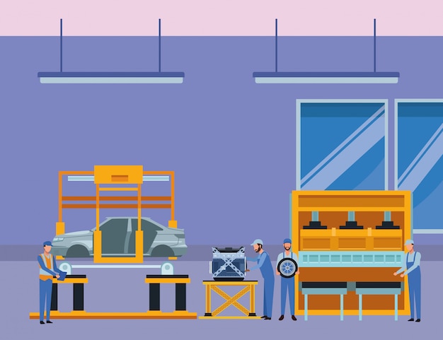 Autoservice Herstellung Cartoon