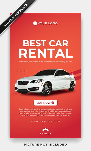 Autoverkaufs-Vermietungsgeschichten Instagram-Banner-Webplakat-Social-Media- und Werbevorlagendesign