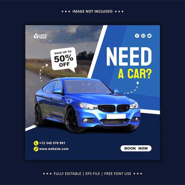 Autovermietung Flyer Promotion Instagram Post Banner Vorlage