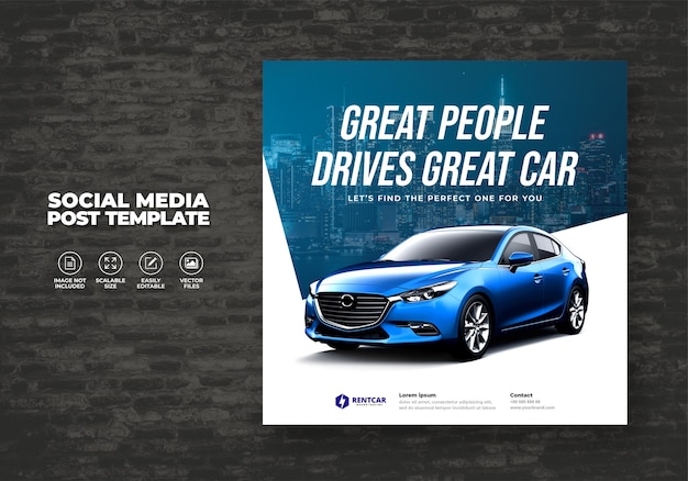 Vektor autovermietung und verkauf zur werbung social media square template post banner vector