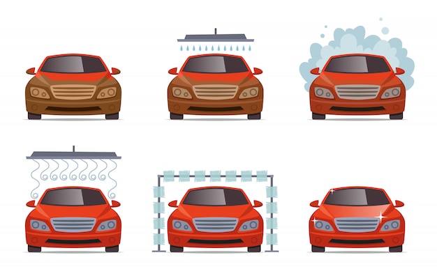 Autowäsche. transportauto-wasserwaschdienst-sammelset