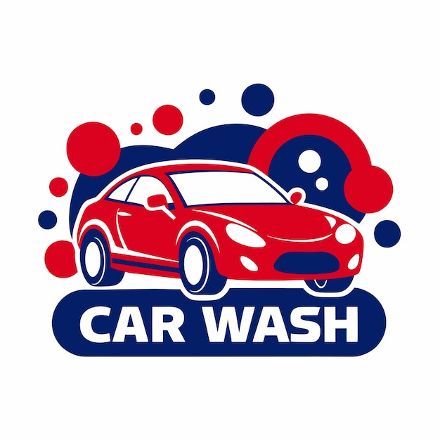 Autowasch-Logo mit stilisierter Auto-Design-Vektorillustration