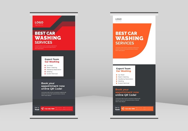 Autowasch-Roll-Up-Banner-Design Autowasch- und Detaillierungsservice Roll-Up-Prospektvorlage