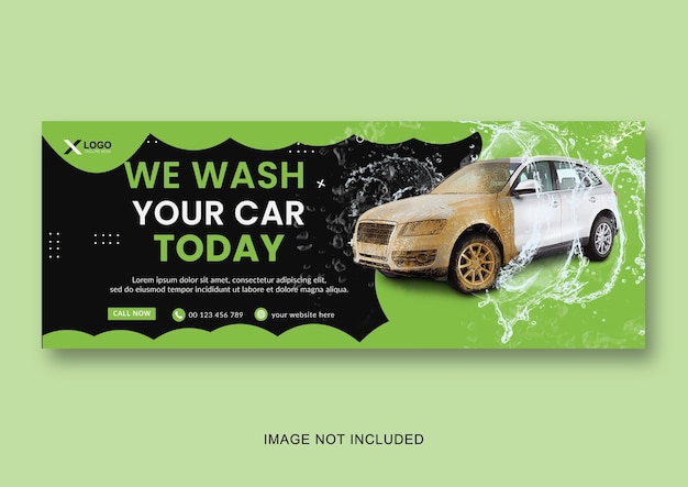 Autowaschanlage facebook-cover und webbanner autowaschservice-vorlage