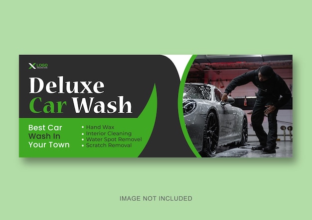 Vektor autowaschanlage social media facebook-cover und designvorlage für webbanner des autowaschdienstes