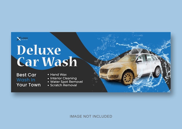 Autowaschanlage Social Media Facebook-Cover und Designvorlage für Webbanner des Autowaschdienstes