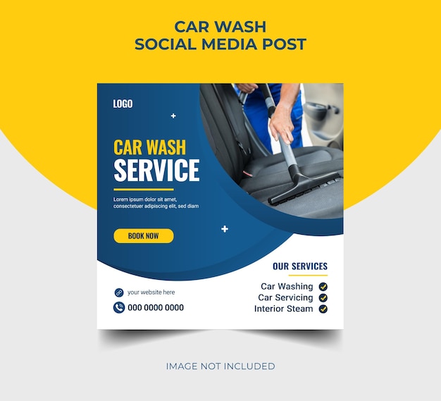 Vektor autowaschen social media post design template banner