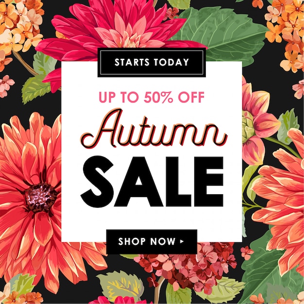 Autumn Sale Tropical Banner Blumen