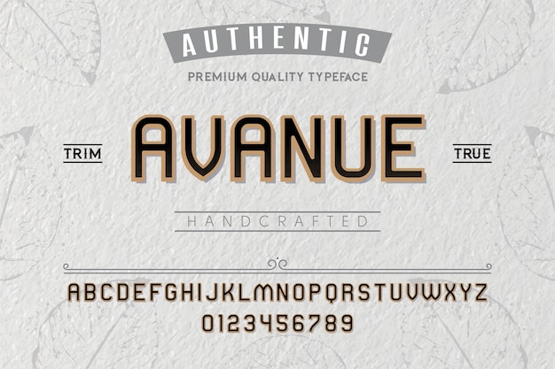 Vektor avanue schriftart alphabet für etiketten und verschiedene schriftarten