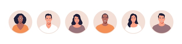 Vektor avatar-profilbild-icon-set einschließlich männlicher und weiblicher vektorillustration