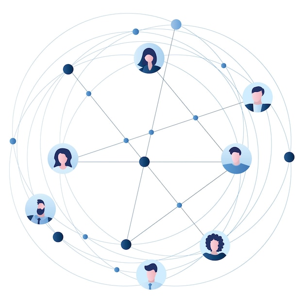 Vektor avatare von geschäftsleuten und geschäftsfrauen globale geschäftsverbindung und kommunikation gruppe von menschen