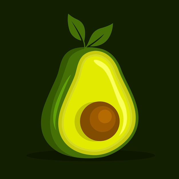 Avocado-frucht in flacher designillustration