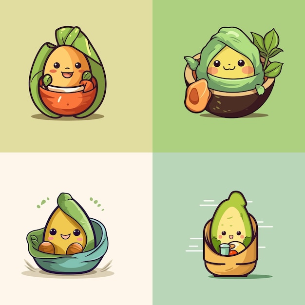 Avocado-Kawaii-Set