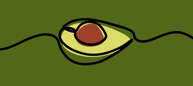 Avocadofrucht einzeilige durchgehende linie kunst premium-vektor