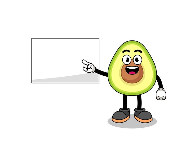 Avocadoillustration, die ein präsentationscharakterdesign macht