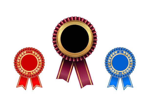 Award Rosette mit Farbband Icon Set