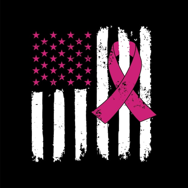 Awareness ribbon - brustkrebs-bewusstsein american distressed flag vektor-t-shirt-design