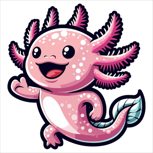 Axolotl-Maskottchen-Vektorillustration auf weißem Hintergrund