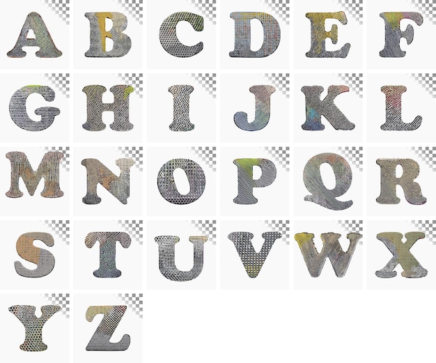 Vektor az buchstaben-design stilvolle schriftart perforiertes metall alphabet