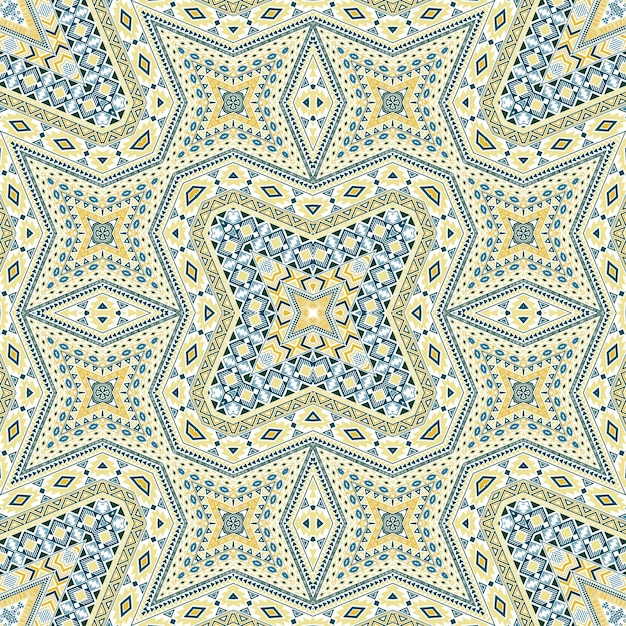 Aztekisches endloses Ornament-Grafikdesign Boho geometrische Textur Kleidungsdruck im Ethno-Stil